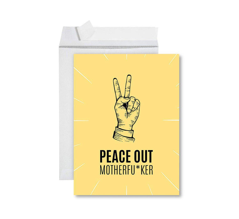 Funny Farewell Jumbo Card Blank Goodbye Greeting Card with Envelope-Set of 1-Andaz Press-Peace Out Motherfu*ker-