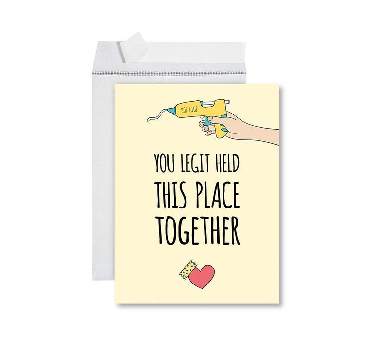 Funny Farewell Jumbo Card Blank Goodbye Greeting Card with Envelope-Set of 1-Andaz Press-You Legit Held This Place Together-