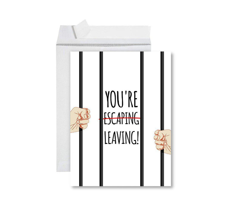 Funny Farewell Jumbo Card Blank Goodbye Greeting Card with Envelope-Set of 1-Andaz Press-You're Escaping-