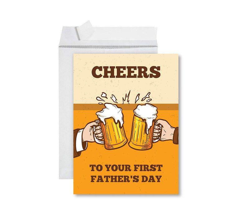 Funny Father's Day Jumbo Card With Envelope, Bonus Dad, Stepfather, Foster Dad-Set of 1-Andaz Press-Cheers First Father's Day-