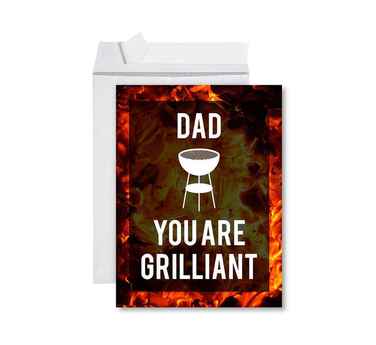 Funny Father's Day Jumbo Card With Envelope, Bonus Dad, Stepfather, Foster Dad-Set of 1-Andaz Press-Dad You Are Grilliant-