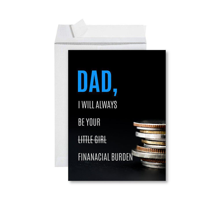 Funny Father's Day Jumbo Card With Envelope, Bonus Dad, Stepfather, Foster Dad-Set of 1-Andaz Press-Financial Burden-
