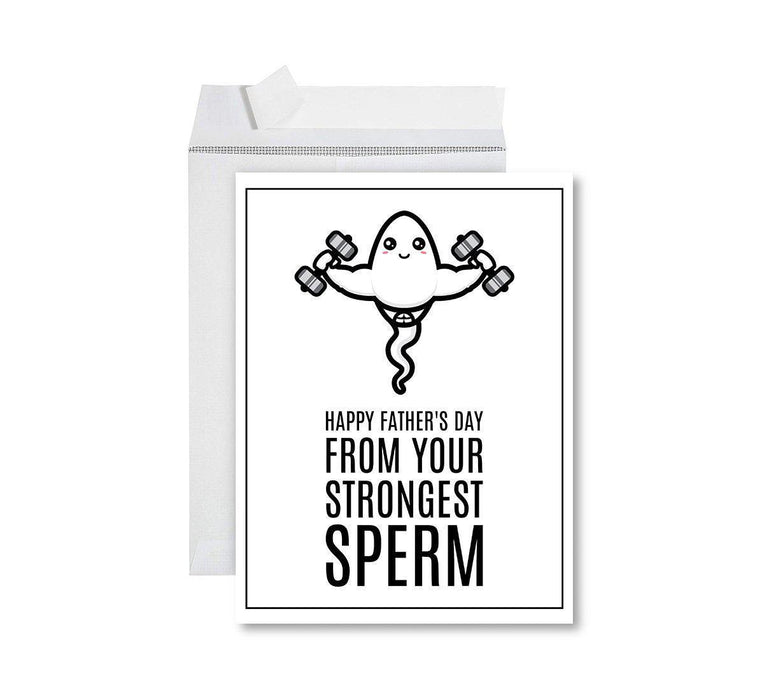 Funny Father's Day Jumbo Card With Envelope, Bonus Dad, Stepfather, Foster Dad-Set of 1-Andaz Press-Strongest Sperm-