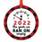 Funny Gas Round Metal Christmas Tree Ornament 2022, White Elephant Ideas-Set of 1-Andaz Press-2022 The Year We Ran On Empty-