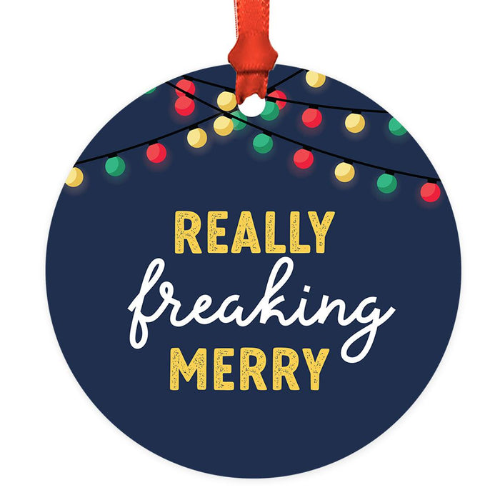 Funny Gas Round Metal Christmas Tree Ornament 2022, White Elephant Ideas-Set of 1-Andaz Press-Full Gasoline Wallet Empty-