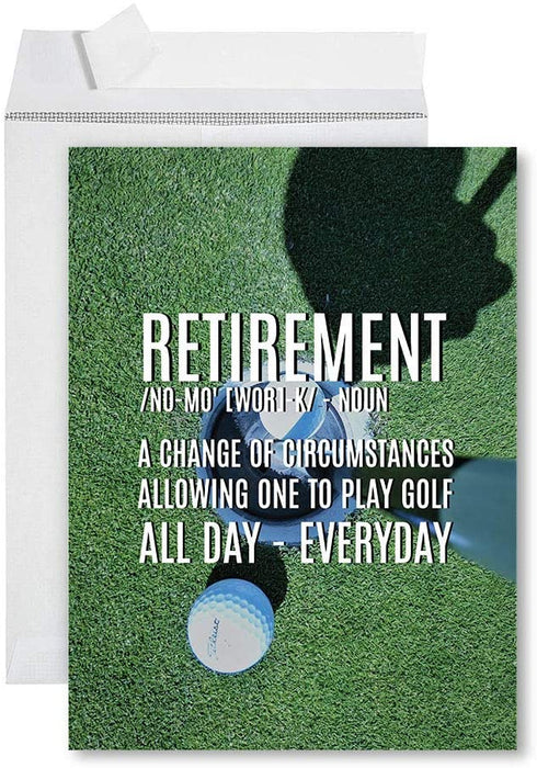 Funny Golf Jumbo Retirement Greeting Card With Envelope-Set of 1-Andaz Press-My Retirement Schedule Golf-