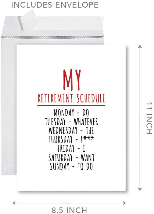 Funny Golf Jumbo Retirement Greeting Card With Envelope-Set of 1-Andaz Press-My Retirement Schedule Golf-