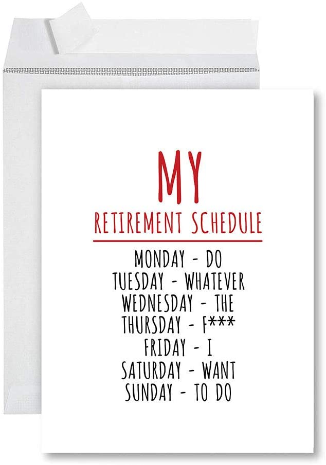 Funny Golf Jumbo Retirement Greeting Card With Envelope-Set of 1-Andaz Press-My Retirement Schedule Golf-