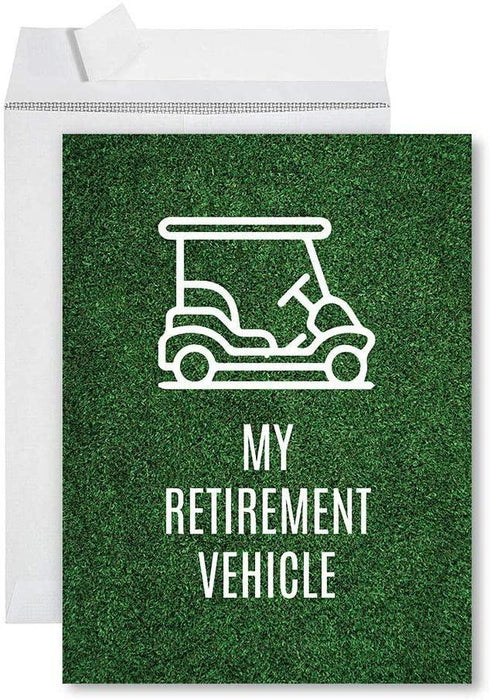 Funny Golf Jumbo Retirement Greeting Card With Envelope-Set of 1-Andaz Press-My Retirement Vehicle-