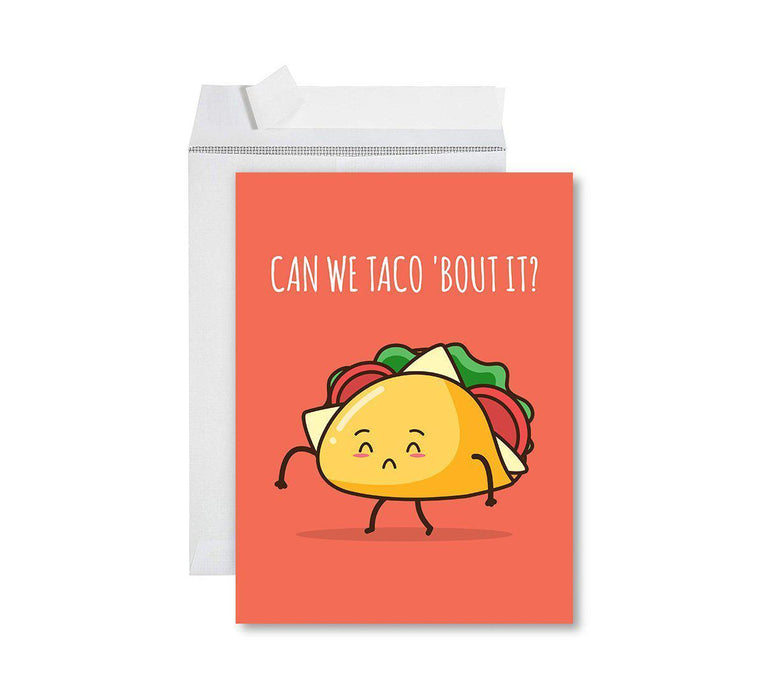 Funny I'm Sorry Jumbo Card Blank I'm Sorry Greeting Card with Envelope-Set of 1-Andaz Press-Can We Taco Bout It-