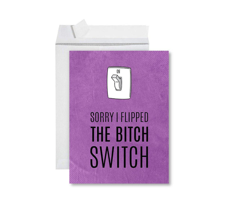 Funny I'm Sorry Jumbo Card Blank I'm Sorry Greeting Card with Envelope-Set of 1-Andaz Press-Flipped the Bitch Switch-