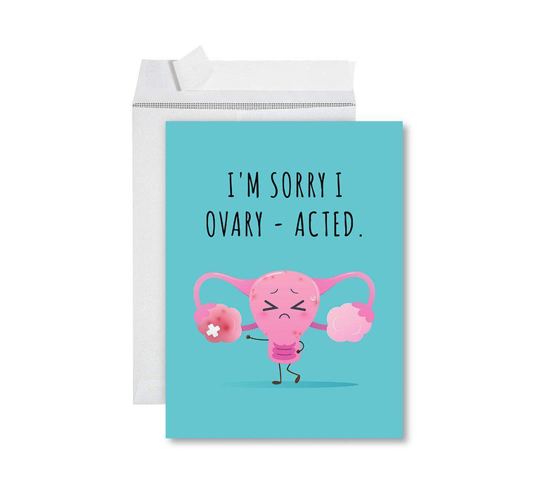 Funny I'm Sorry Jumbo Card Blank I'm Sorry Greeting Card with Envelope-Set of 1-Andaz Press-I OvaryActed-