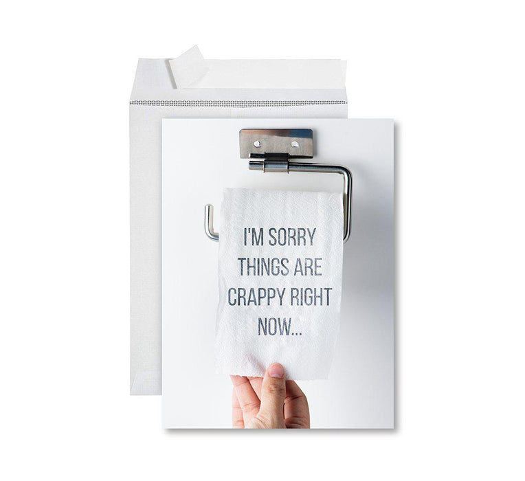 Funny I'm Sorry Jumbo Card Blank I'm Sorry Greeting Card with Envelope-Set of 1-Andaz Press-I'm Sorry Things Are Crappy-