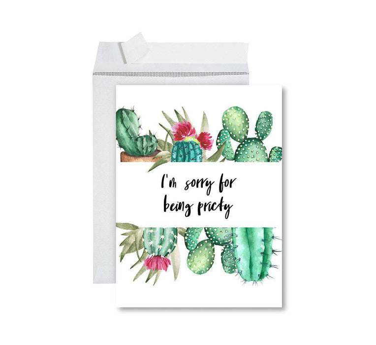 Funny I'm Sorry Jumbo Card Blank I'm Sorry Greeting Card with Envelope-Set of 1-Andaz Press-I'm Sorry for Being Pricky-