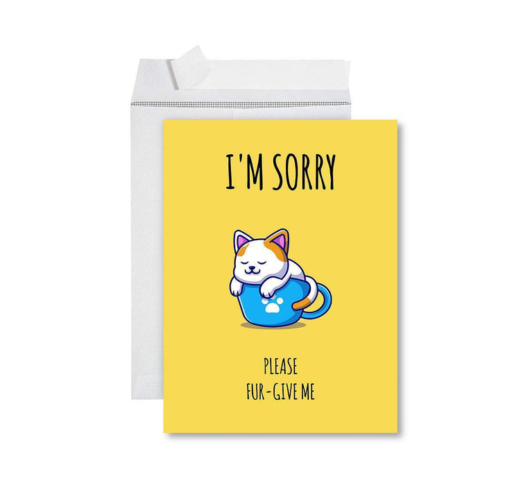 Funny I'm Sorry Jumbo Card Blank I'm Sorry Greeting Card with Envelope-Set of 1-Andaz Press-Please Fur-Give Me-