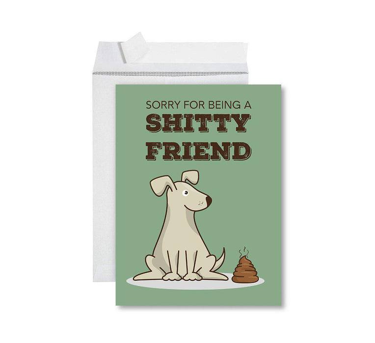 Funny I'm Sorry Jumbo Card Blank I'm Sorry Greeting Card with Envelope-Set of 1-Andaz Press-Sorry For Being A Shitty Friend-