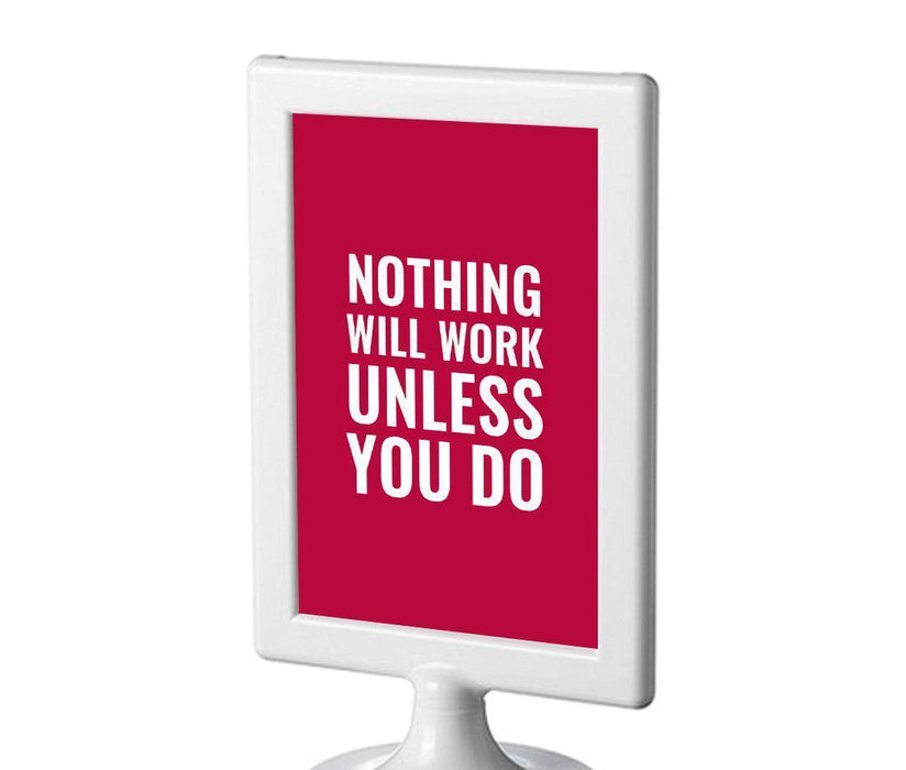 Funny & Inspirational Quotes Office Framed Desk Art-Set of 1-Andaz Press-Nothing Will Work Unless You Do-