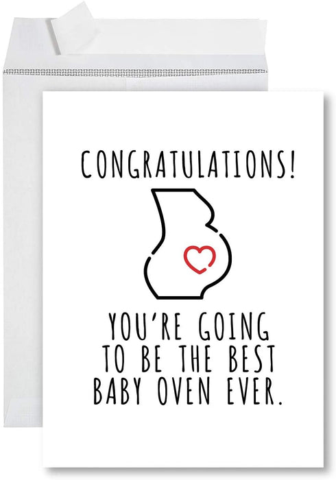 Funny Jumbo Baby Shower Card With Envelope, Funny Greeting Card-Set of 1-Andaz Press-Best Baby Oven Ever-