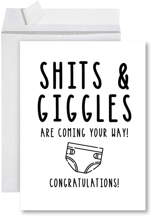 Funny Jumbo Baby Shower Card With Envelope, Funny Greeting Card-Set of 1-Andaz Press-Shits & Giggles-