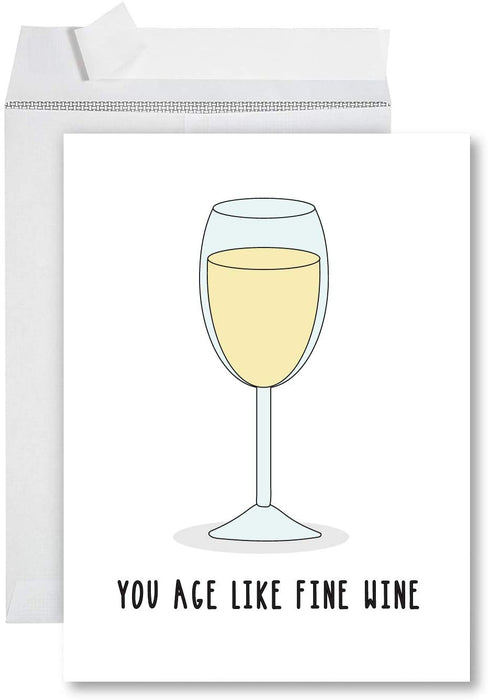 Funny Jumbo Birthday Card With Envelope, Greeting Card-Set of 1-Andaz Press-Age Like Fine Wine-