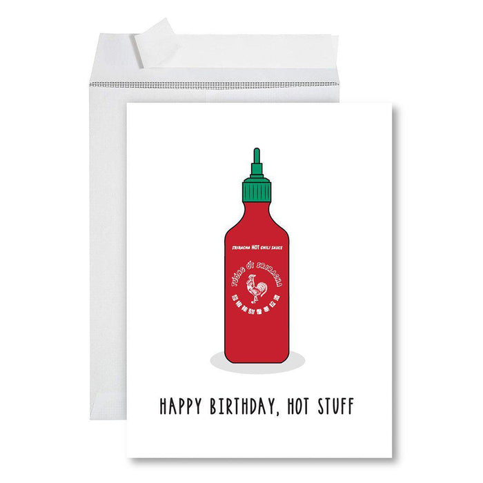 Funny Jumbo Birthday Card With Envelope, Greeting Card-Set of 1-Andaz Press-Happy Birthday, Hot Stuff-