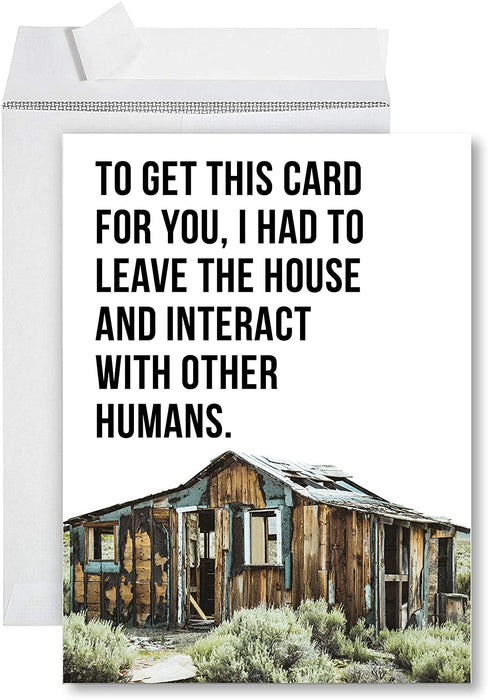 Funny Jumbo Birthday Card With Envelope, Greeting Card-Set of 1-Andaz Press-Interact With Other Humans-