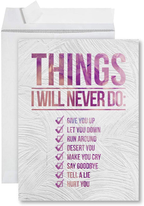 Funny Jumbo Birthday Card With Envelope, Greeting Card-Set of 1-Andaz Press-Things I will Never Do-