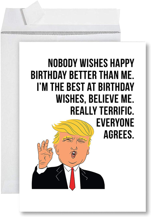 Funny Jumbo Birthday Card With Envelope, Greeting Card-Set of 1-Andaz Press-Trump Best Birthday Wishes-