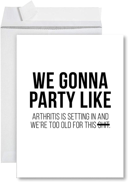 Funny Jumbo Birthday Card With Envelope, Greeting Card-Set of 1-Andaz Press-We Gonna Party Like Arthritis-