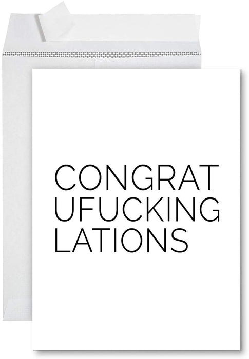 Funny Jumbo Graduation Card With Envelope, Greeting Card-Set of 1-Andaz Press-Congratufuckinglations-
