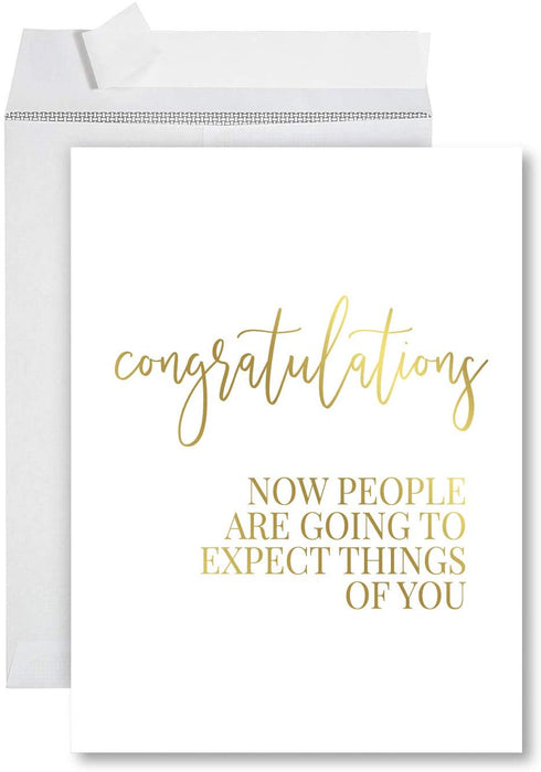 Funny Jumbo Graduation Card With Envelope, Greeting Card-Set of 1-Andaz Press-People Are Going to Expect Things From You-