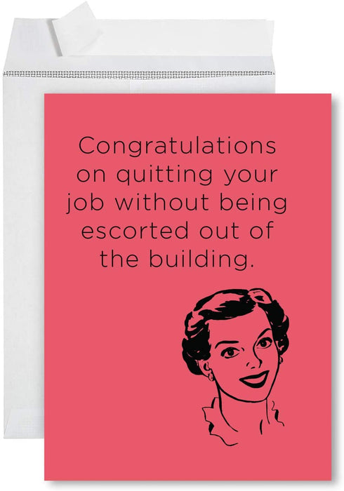 Funny Jumbo New Job Card With Envelope, Farewell Retirement Office-Set of 1-Andaz Press-Quitting Your Job-