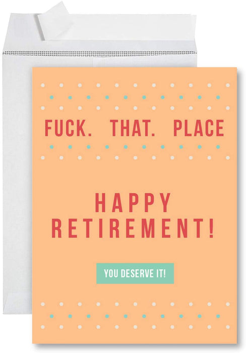 Funny Jumbo Retirement Card With Envelope, Farewell Office-Set of 1-Andaz Press-F*ck That Place-