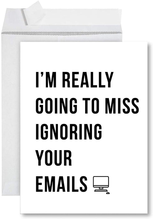 Funny Jumbo Retirement Card With Envelope, Farewell Office-Set of 1-Andaz Press-Miss Ignoring Your Emails-