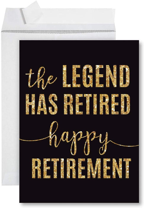 Funny Jumbo Retirement Card With Envelope, Farewell Office-Set of 1-Andaz Press-The Legend Has Retired-