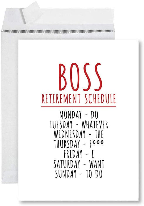 Funny Jumbo Retirement Card With Envelope, Greeting Card, For Coworker or Boss-Set of 1-Andaz Press-Thanks for Making Our Days Not Shit-