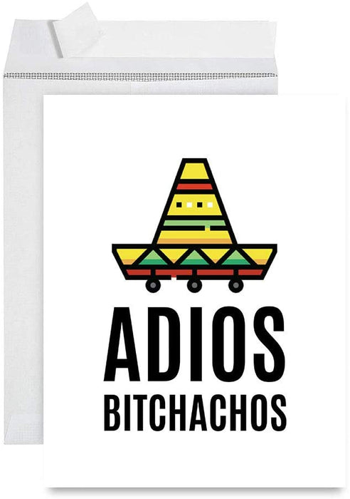 Funny Jumbo Retirement Card With Envelope, Greeting Card, For Coworker or Boss-Set of 1-Andaz Press-Adios Bitchachos-