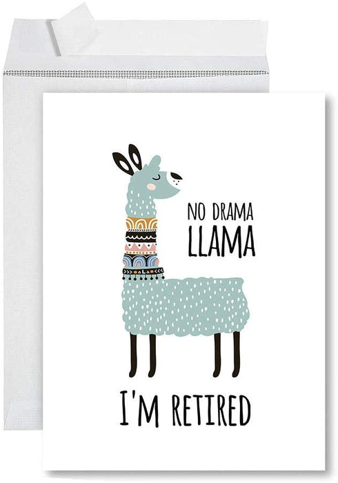 Funny Jumbo Retirement Card With Envelope, Greeting Card, For Coworker or Boss-Set of 1-Andaz Press-No Drama Llama I'm Retired-