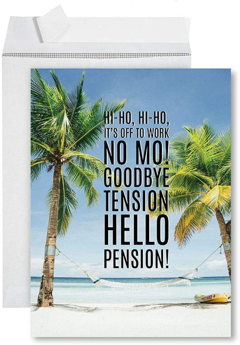 Funny Jumbo Retirement Card With Envelope, Greeting Card, For Coworker or Boss-Set of 1-Andaz Press-No Mo Goodbye Tension-