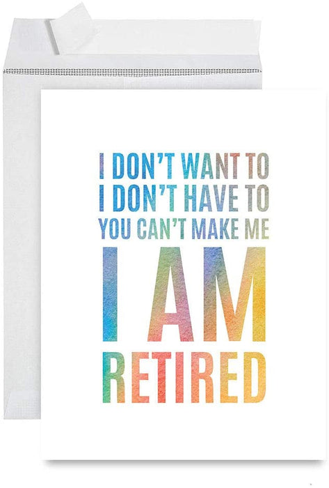 Funny Jumbo Retirement Card With Envelope, Greeting Card, For Coworker or Boss-Set of 1-Andaz Press-You Can't Make Me-