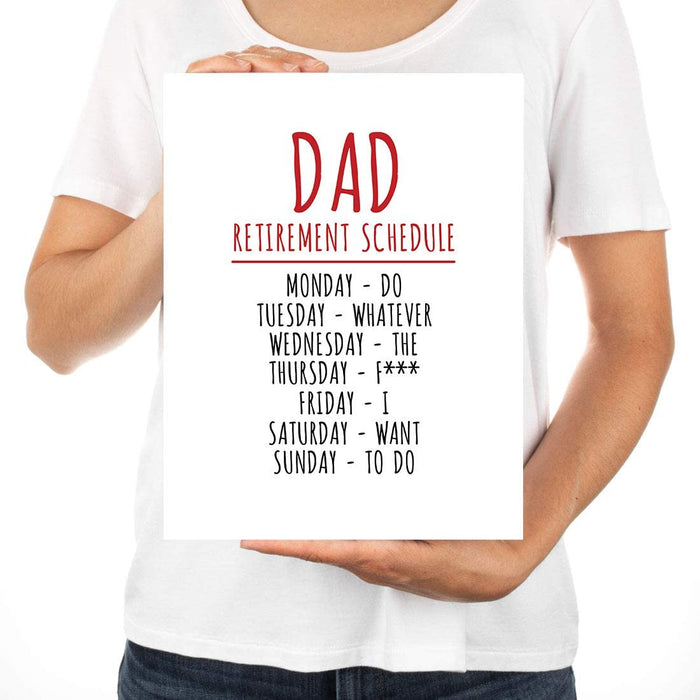 Funny Jumbo Retirement Card With Envelope, Greeting Card, For Parents-Set of 1-Andaz Press-Dad Retirement Schedule-
