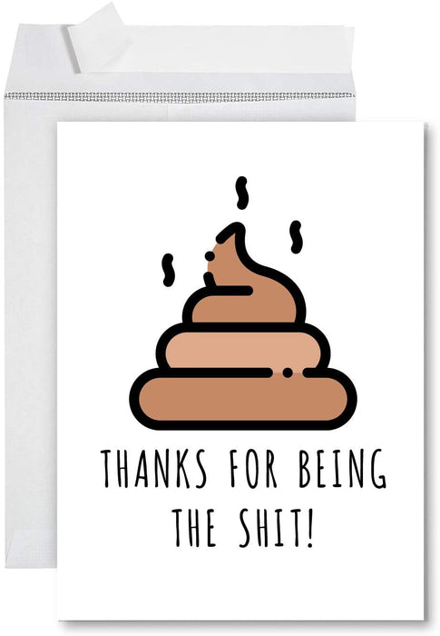 Funny Jumbo Thank You Card With Envelope, Greeting Card-Set of 1-Andaz Press-Thank You Gold Heart-