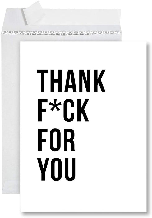 Funny Jumbo Thank You Card With Envelope, Greeting Card-Set of 1-Andaz Press-Thank You Gold Heart-