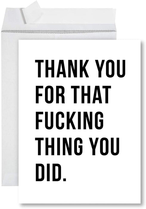 Funny Jumbo Thank You Card With Envelope, Greeting Card-Set of 1-Andaz Press-Thank You Gold Heart-