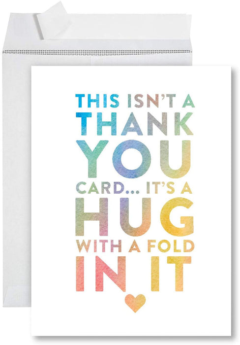 Funny Jumbo Thank You Card With Envelope, Greeting Card-Set of 1-Andaz Press-Thank You Gold Heart-