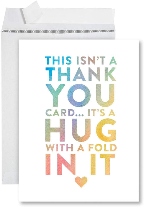 Funny Jumbo Thank You Card With Envelope, Greeting Card-Set of 1-Andaz Press-Hug With A Fold In It-
