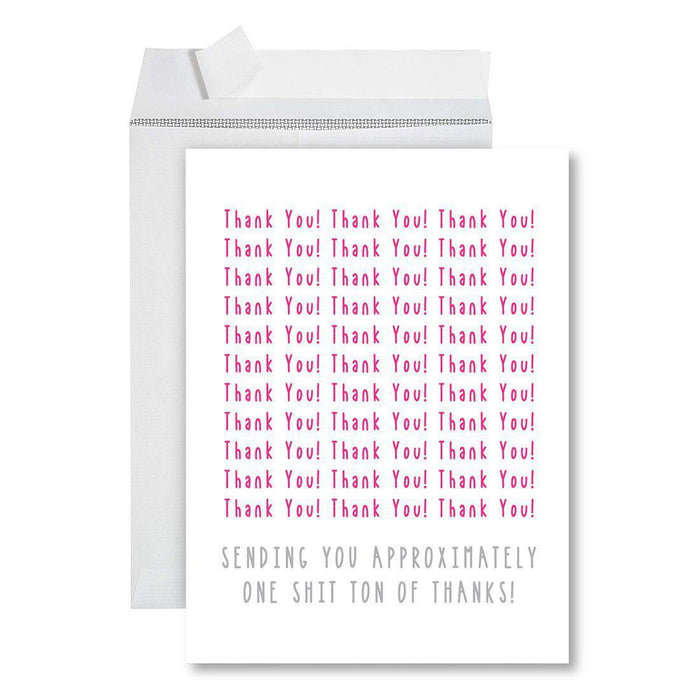 Funny Jumbo Thank You Card With Envelope, Greeting Card-Set of 1-Andaz Press-One Shit Ton Of Thanks-