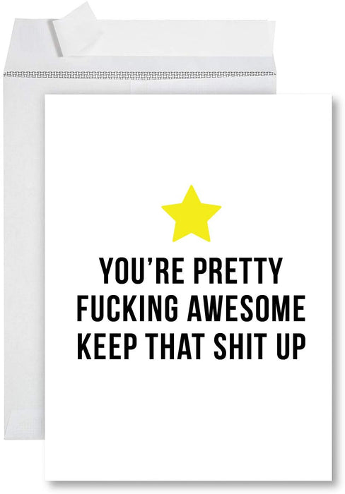 Funny Jumbo Thank You Card With Envelope, Greeting Card-Set of 1-Andaz Press-Pretty F*ing Awesome-