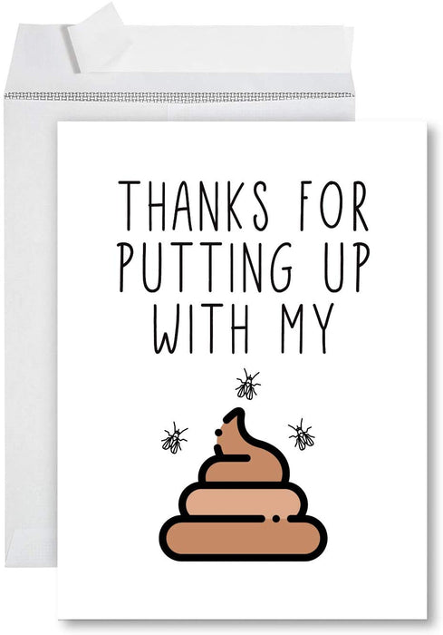 Funny Jumbo Thank You Card With Envelope, Greeting Card-Set of 1-Andaz Press-Putting Up With My Sh*t-