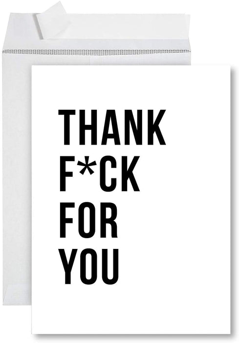 Funny Jumbo Thank You Card With Envelope, Greeting Card-Set of 1-Andaz Press-Thank F*ck For You-